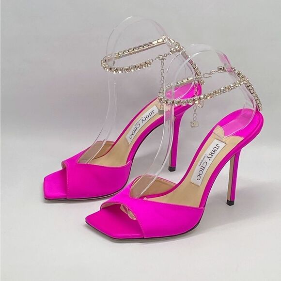 Jimmy Choo Saeda Satin Crystal Ankle-Strap Sandals size 38 - Picture 6 of 14